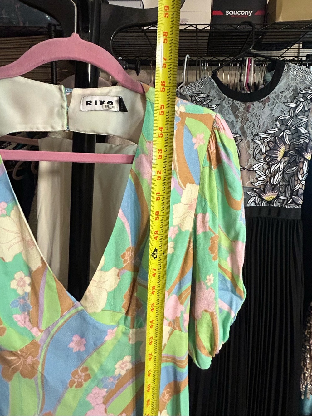 RIXO Steph Pastel Hibiscus Wave Open Back Maxi Dress L US 10 - Picture 9 of 11